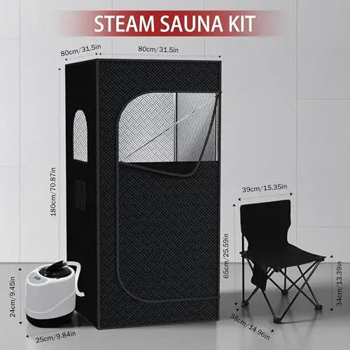 Infrared Sauna With Foldable Chair 9 Level Heating Remote