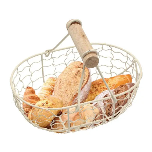 Egg Collecting Basket With Wooden Handle Farmhouse Decor