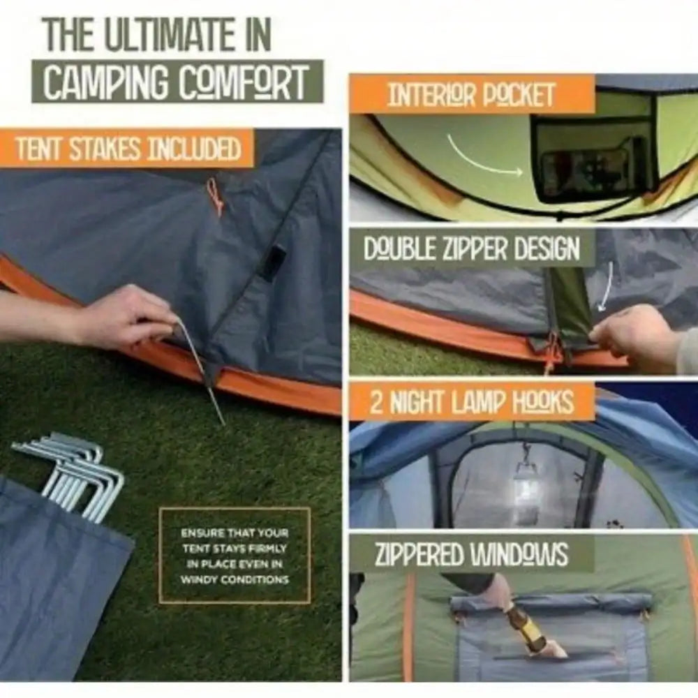 Building Quick Automatic Pop Up Camping Tent With 2 Doors