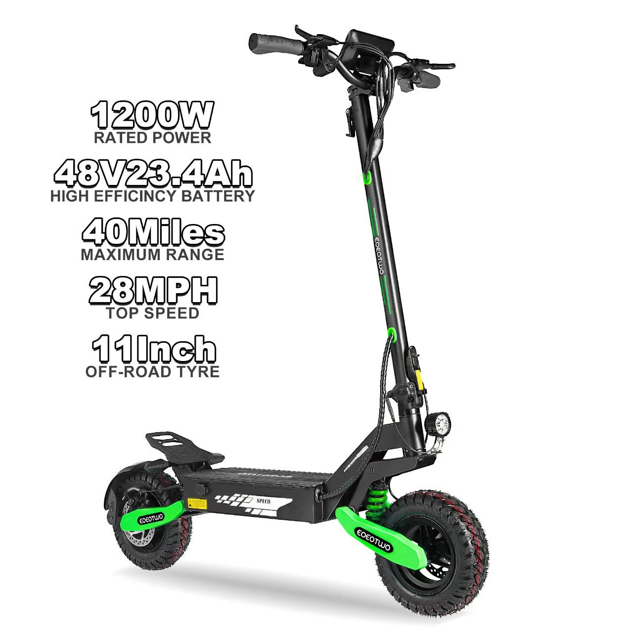 EOEOTWO GT06 Offroad Electric Scooter 1200W Dual Suspension 30MPH