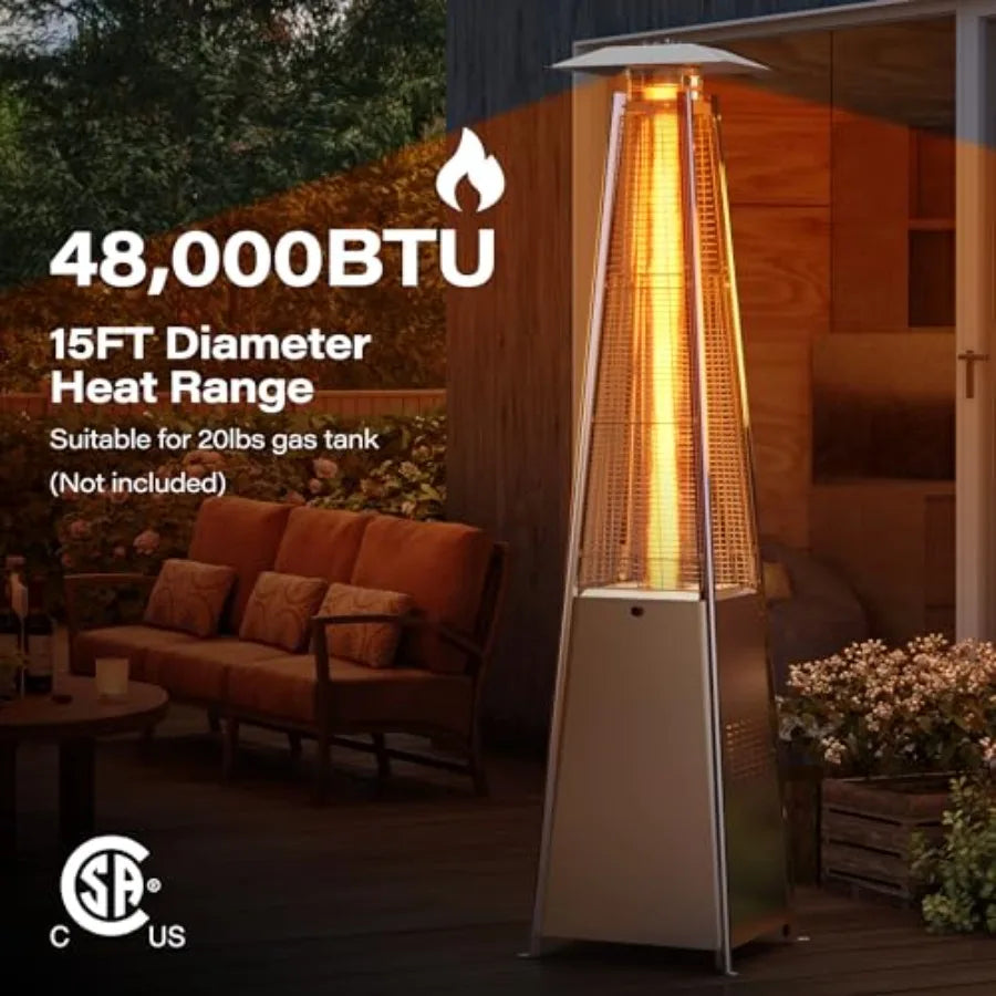 Pyramid 48 000 BTU Outdoor Patio Heater With Quartz Glass