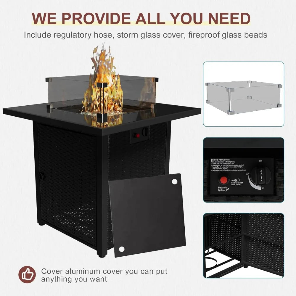 Outdoor 8 Piece Patio Furniture Set With Fire Pit Table