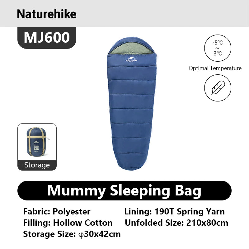 Naturehike Mummy Sleeping Bag MJ300 MJ600 Winter Warm For Adults