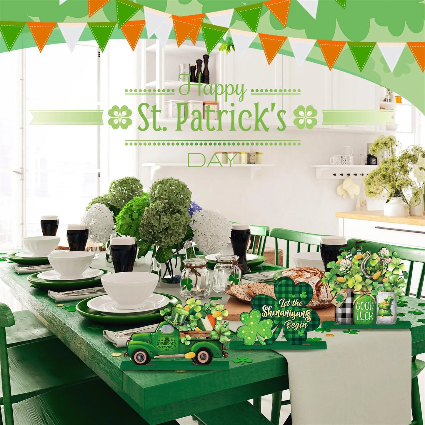 St Patrick's Day Irish Luck Table Centerpieces Set of 6