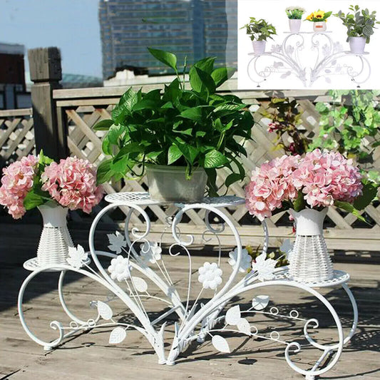 Rustproof Metal Plant Stand 4-Tier Flower Display Rack For Garden