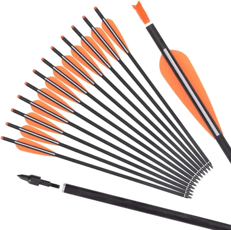 Nika Archery Carbon Crossbow Bolts With Vanes Pack 12