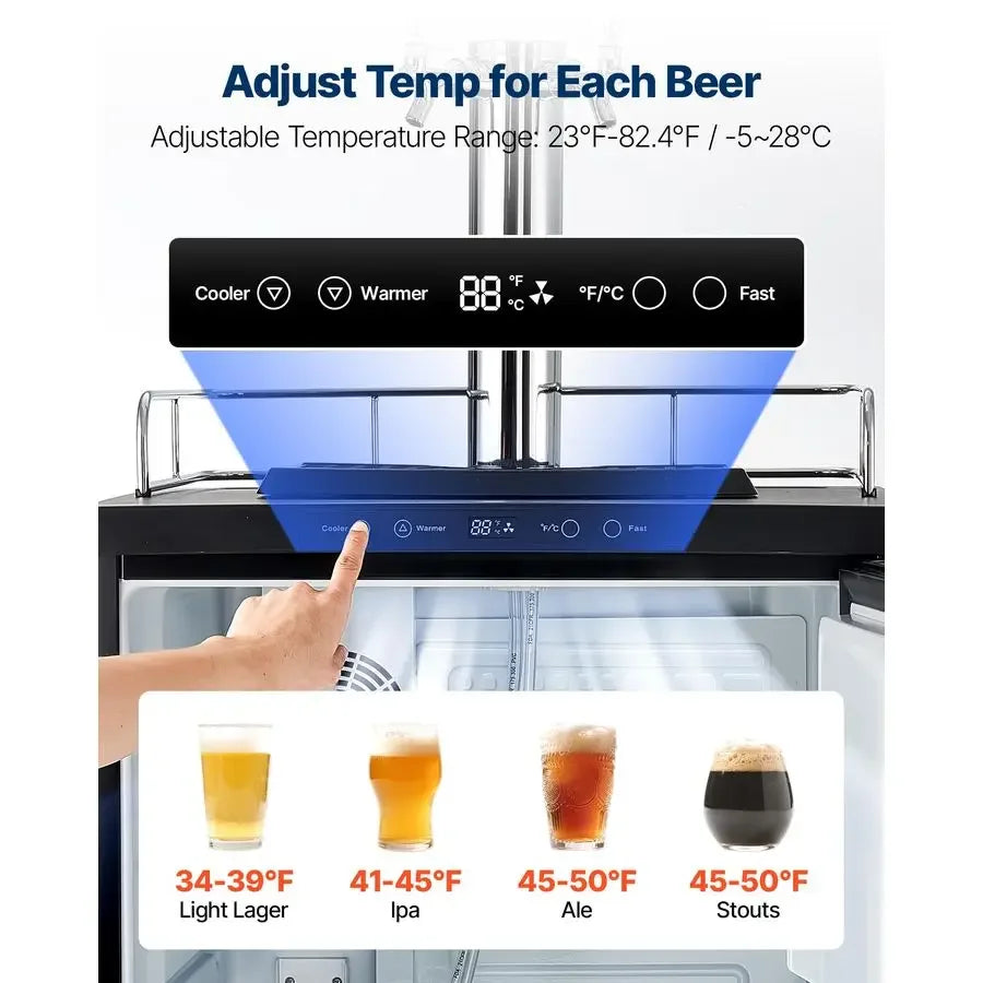 XMSJ Beer Kegerator Dual Tap Home Draft Dispenser for Ball Lock