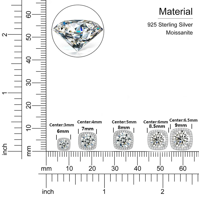 TUHE Moissanite Diamond Stud Earrings Sterling Silver 925 Engagement Gift