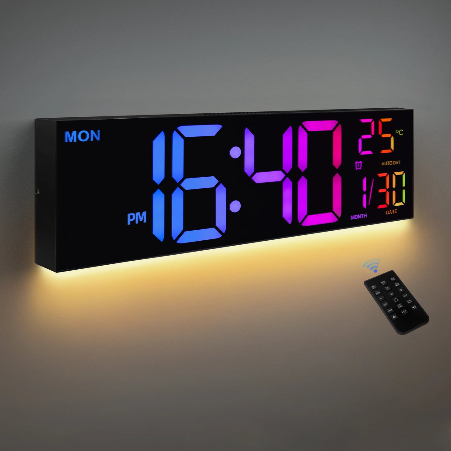 Hign-concerned Digital Wall Clock With Led Display And Remote