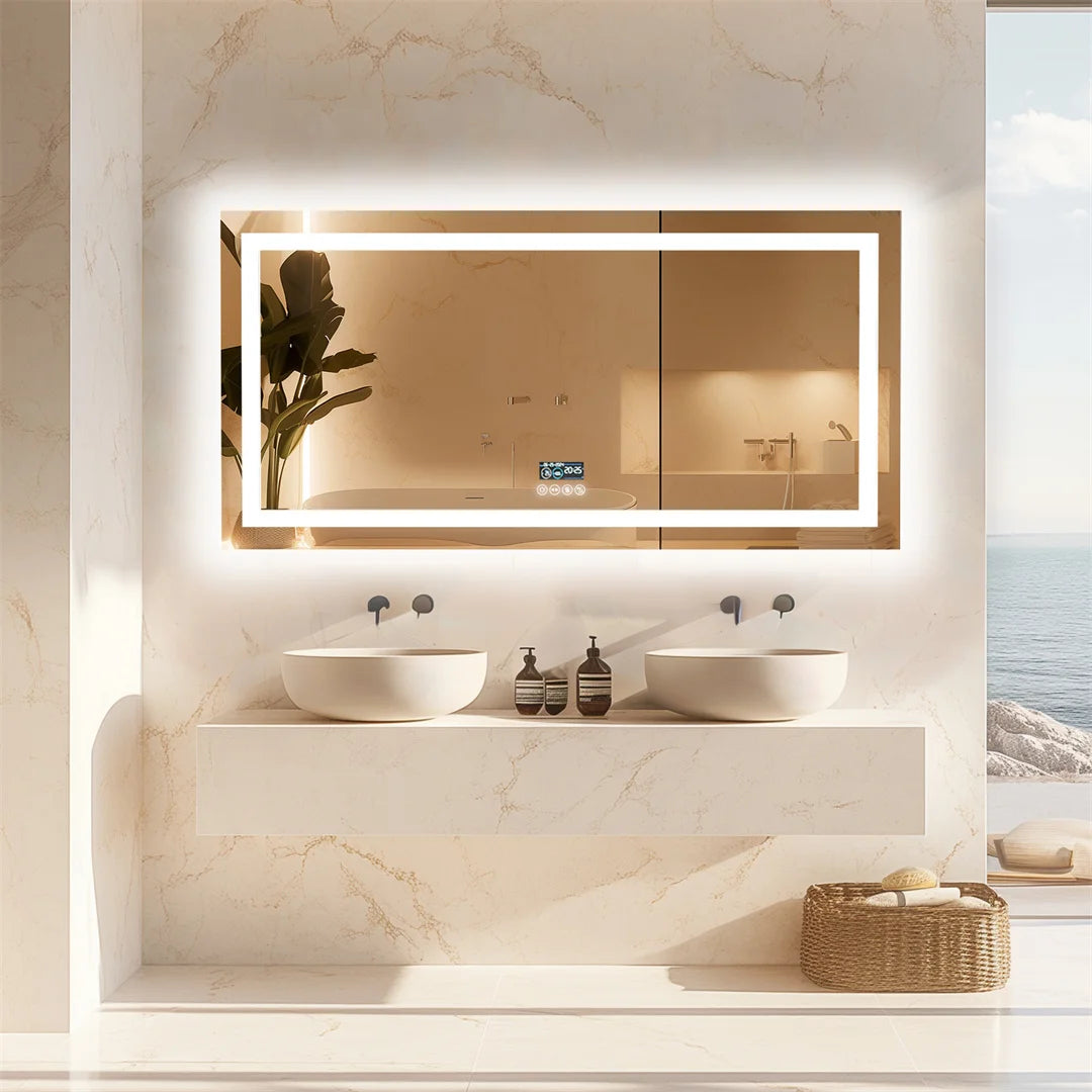 LUVODIC Illuminated Bluetooth Bathroom Mirror With Anti Fog LED And Speaker