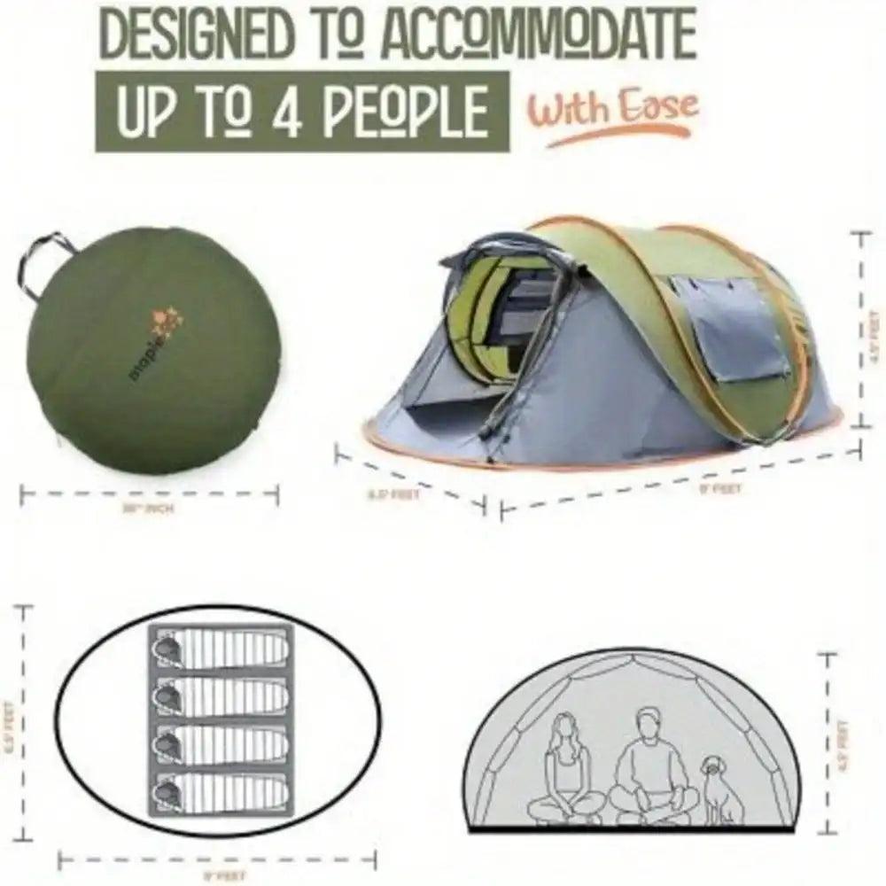 Building Quick Automatic Pop Up Camping Tent With 2 Doors