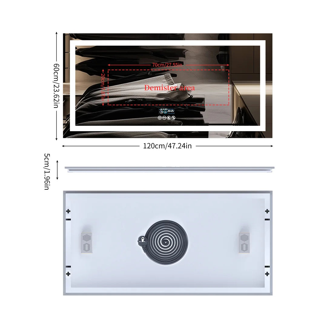 LUVODIC Illuminated Bluetooth Bathroom Mirror With Anti Fog LED And Speaker