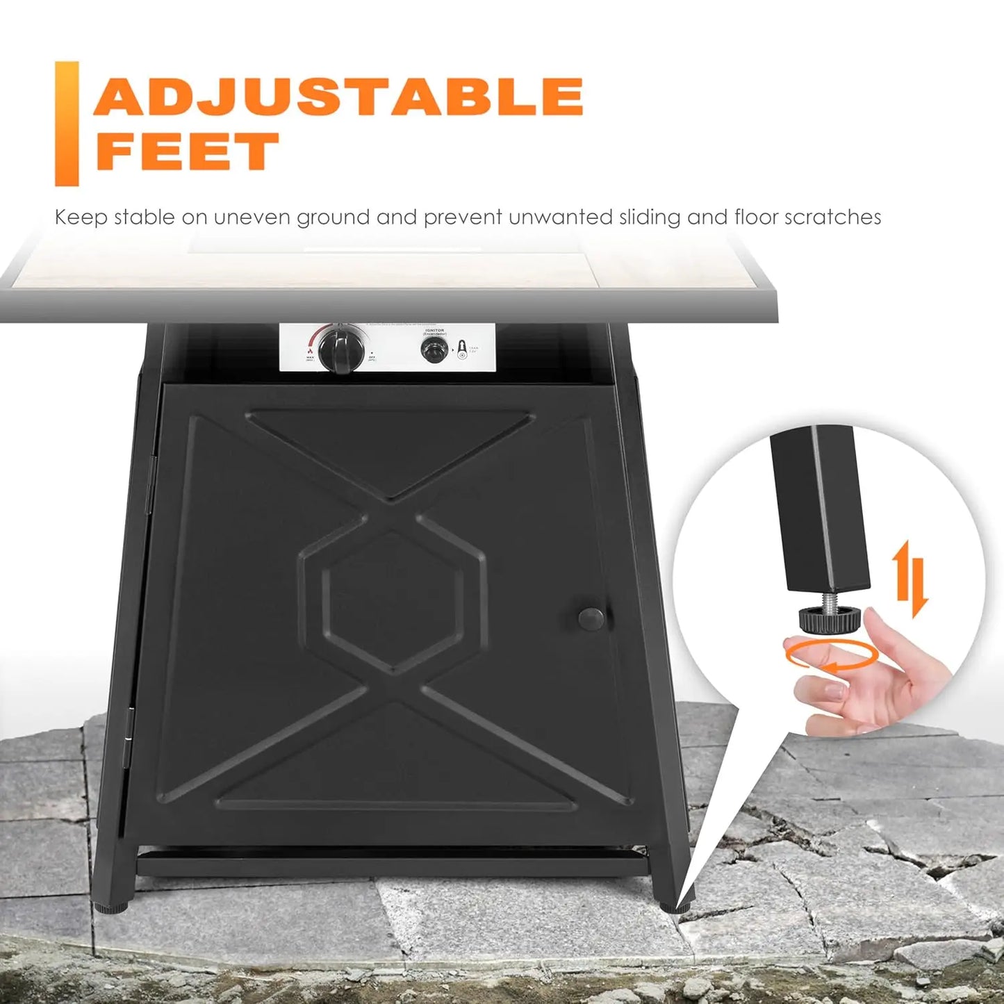 Five Piece Patio Set Fire Pit Table And Swivel Chairs