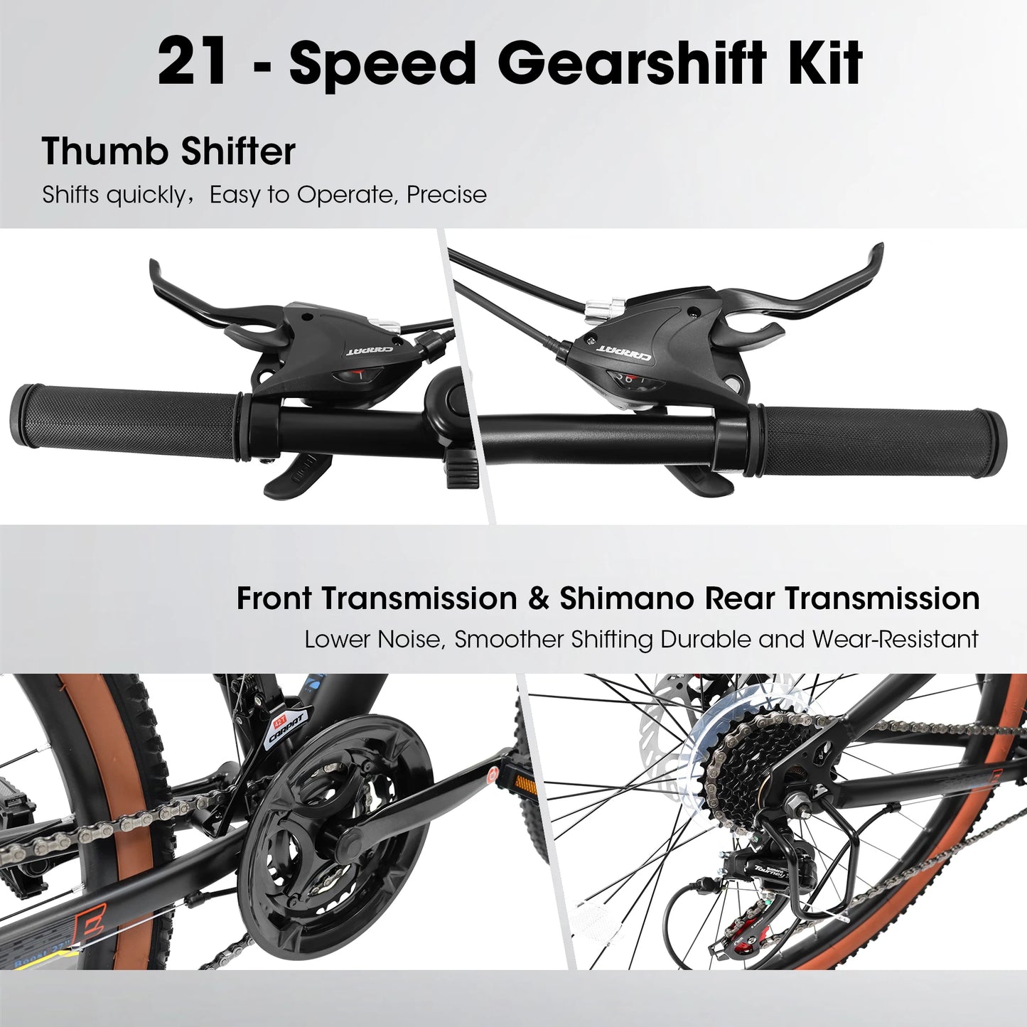 Ecarpat Mountain Bike 21 Speed Steel Frame Disc Brakes