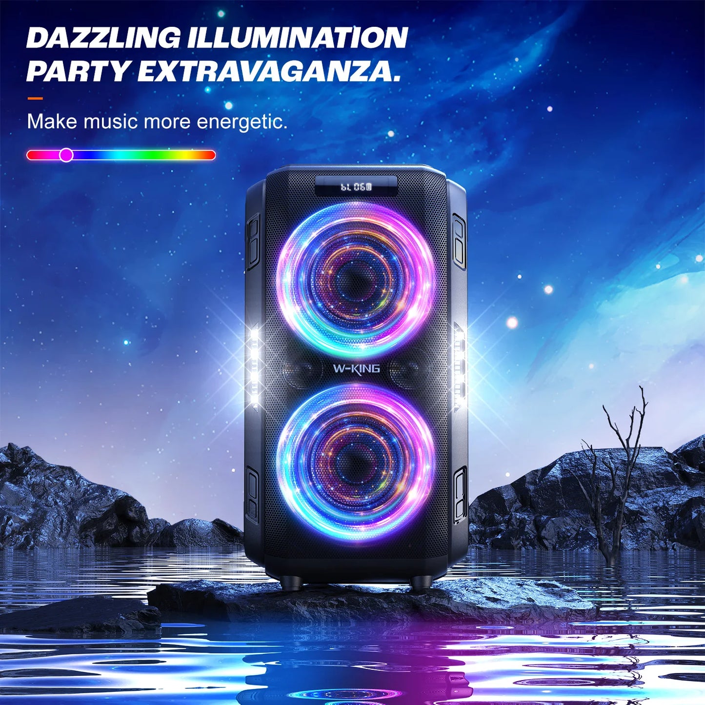 W-King 250W Bluetooth Speaker Portable Party Boombox V5.3 120dB