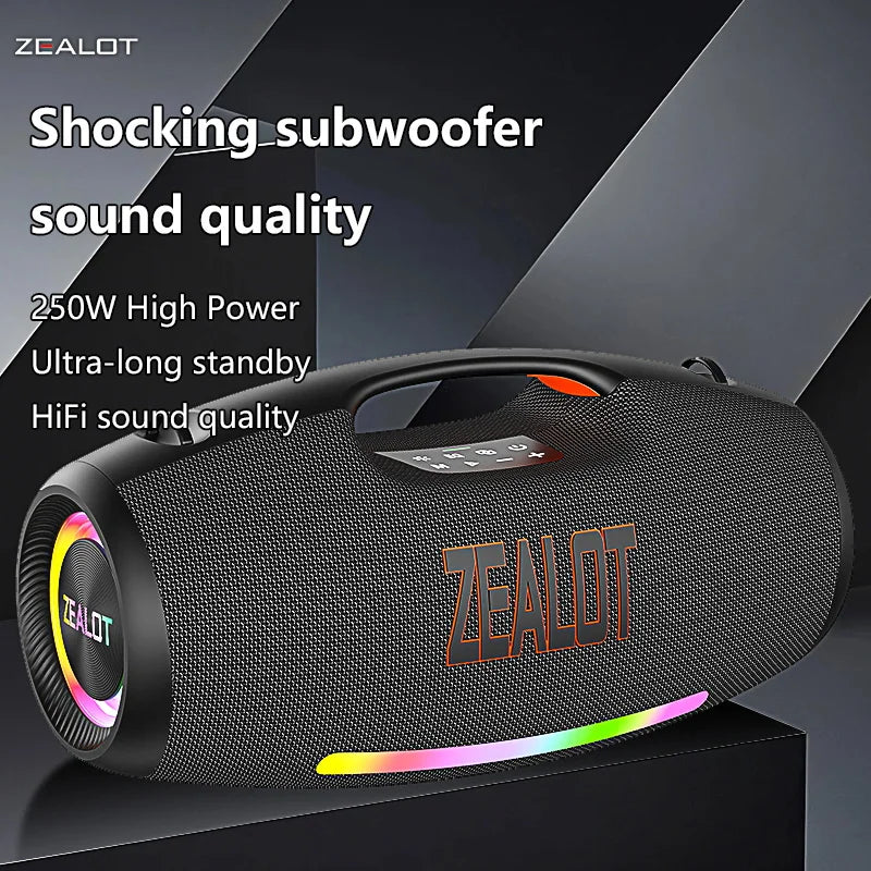 Zealot S89 250W Portable Bluetooth Speaker Waterproof 48000mAh RGB Light