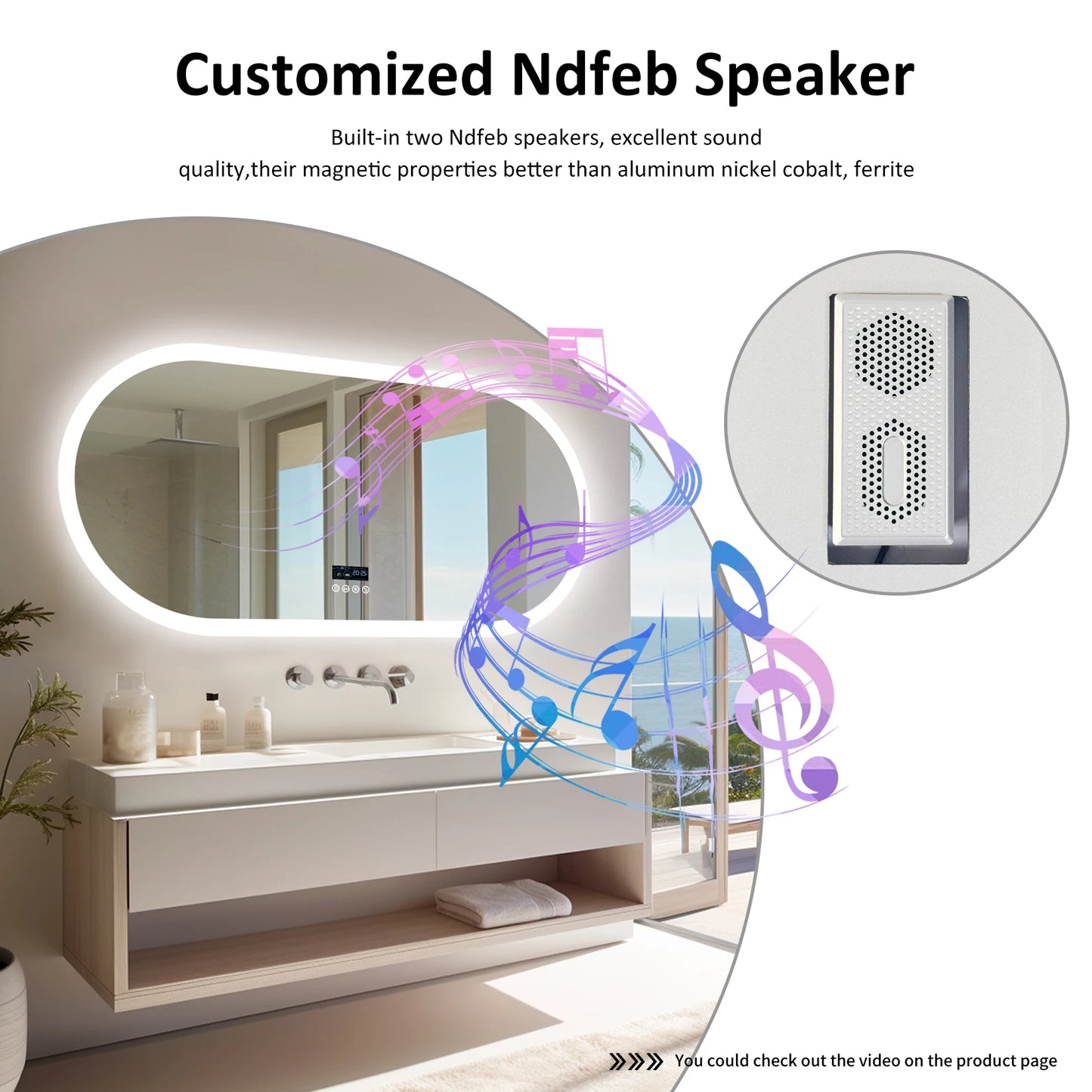 Wisfor Oval LED Bathroom Mirror With Lights 3 Color Temperature