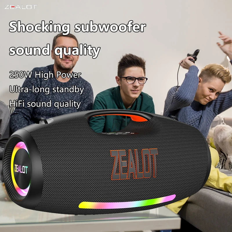 Zealot S89 250W Portable Bluetooth Speaker Waterproof 48000mAh RGB Light