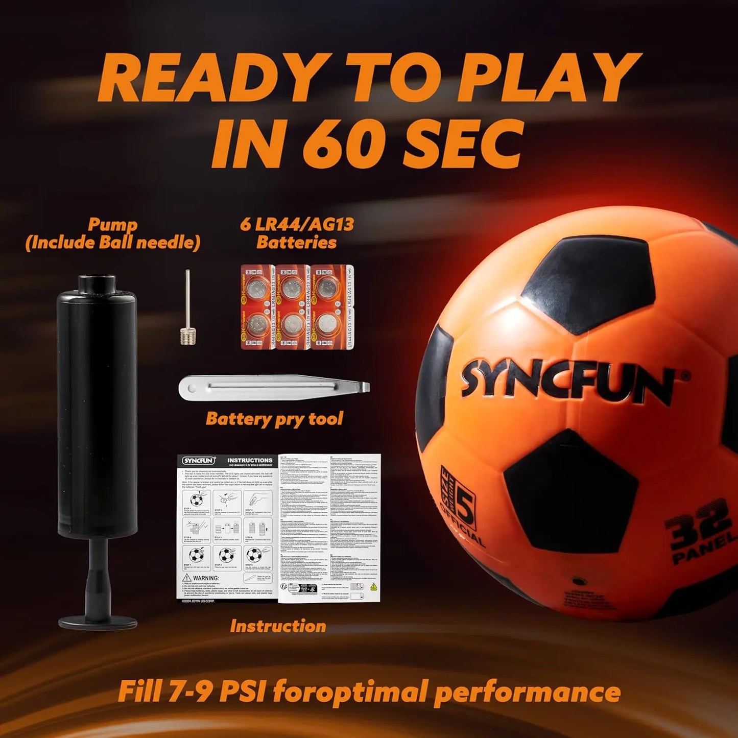 Joyfy Glow In The Dark Light Up Soccer Ball LED Night Sports Gift
