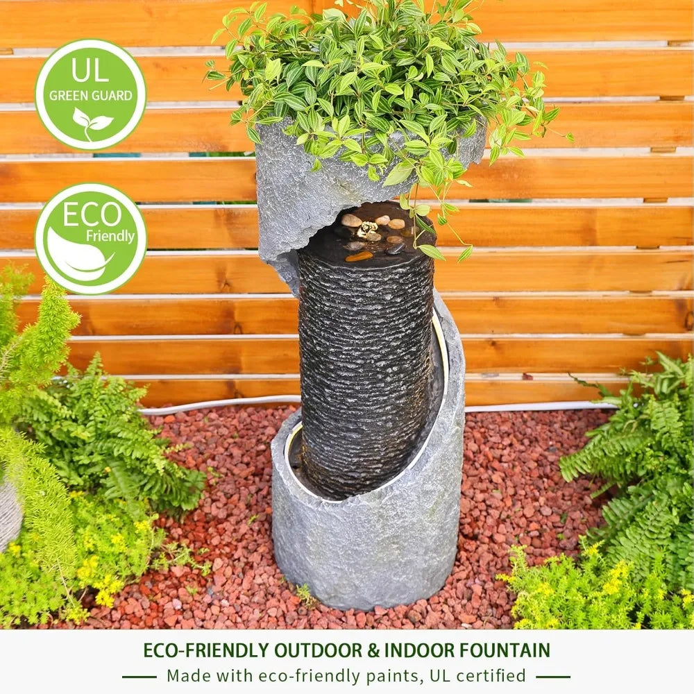Bumilgar Outdoor Water Fountain With LED Lights And Pump