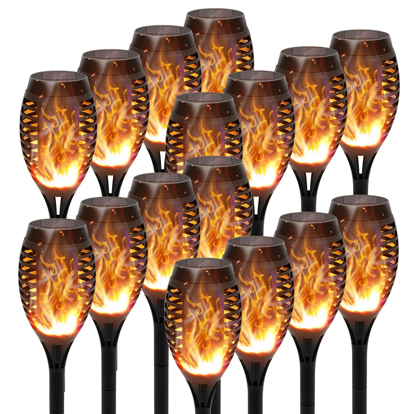 Solar Torch Lights Outdoor Flickering Flame LED Waterproof Pathway Garden