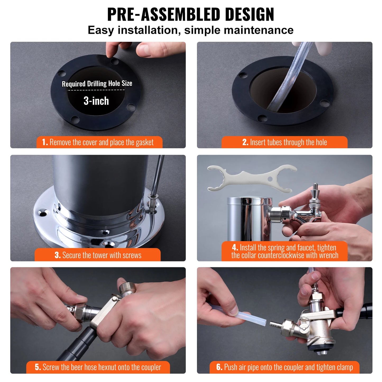 Kegerator Tower Kit Single Tap Beer Conversion Stainless Steel