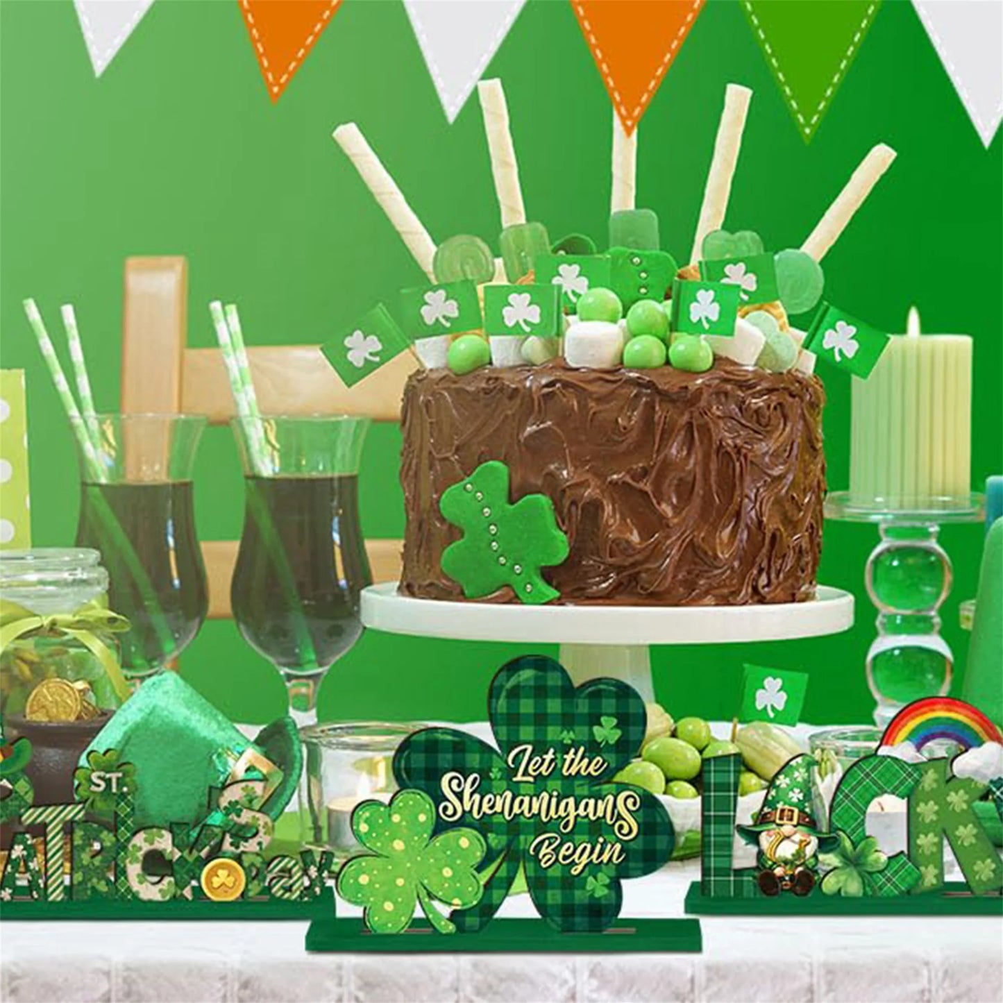 St Patrick's Day Irish Luck Table Centerpieces Set of 6