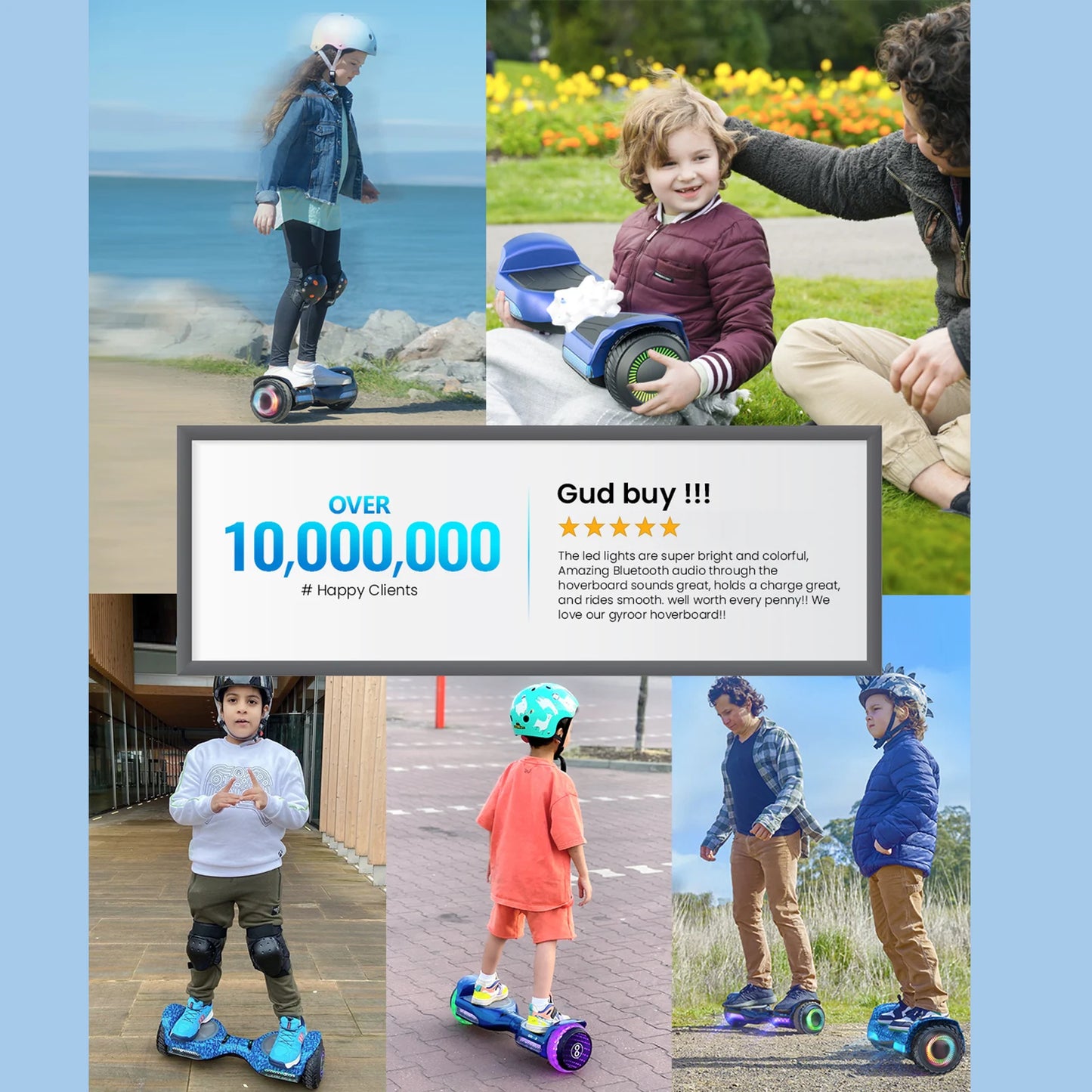 GYROORCE All Terrain Self Balancing Hoverboard With LED Lights Bluetooth
