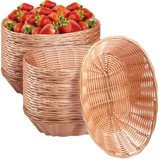 Oval Plastic Baskets 24 Pack for Kitchen Storage and Serving
