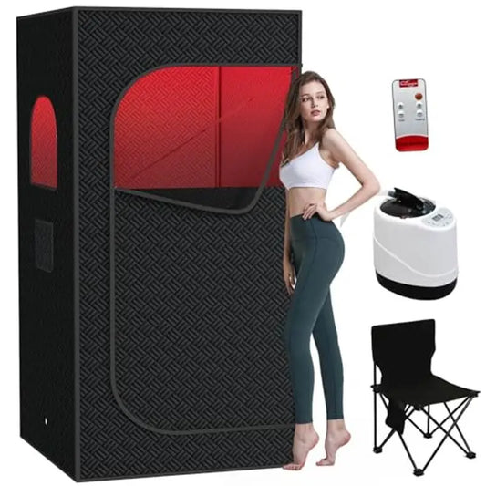 Infrared Sauna With Foldable Chair 9 Level Heating Remote