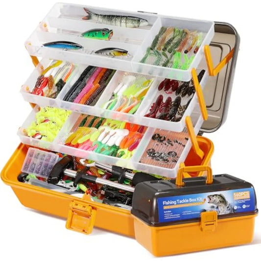 560Pcs Fishing Tackle Box Kit with Lures and Accessories
