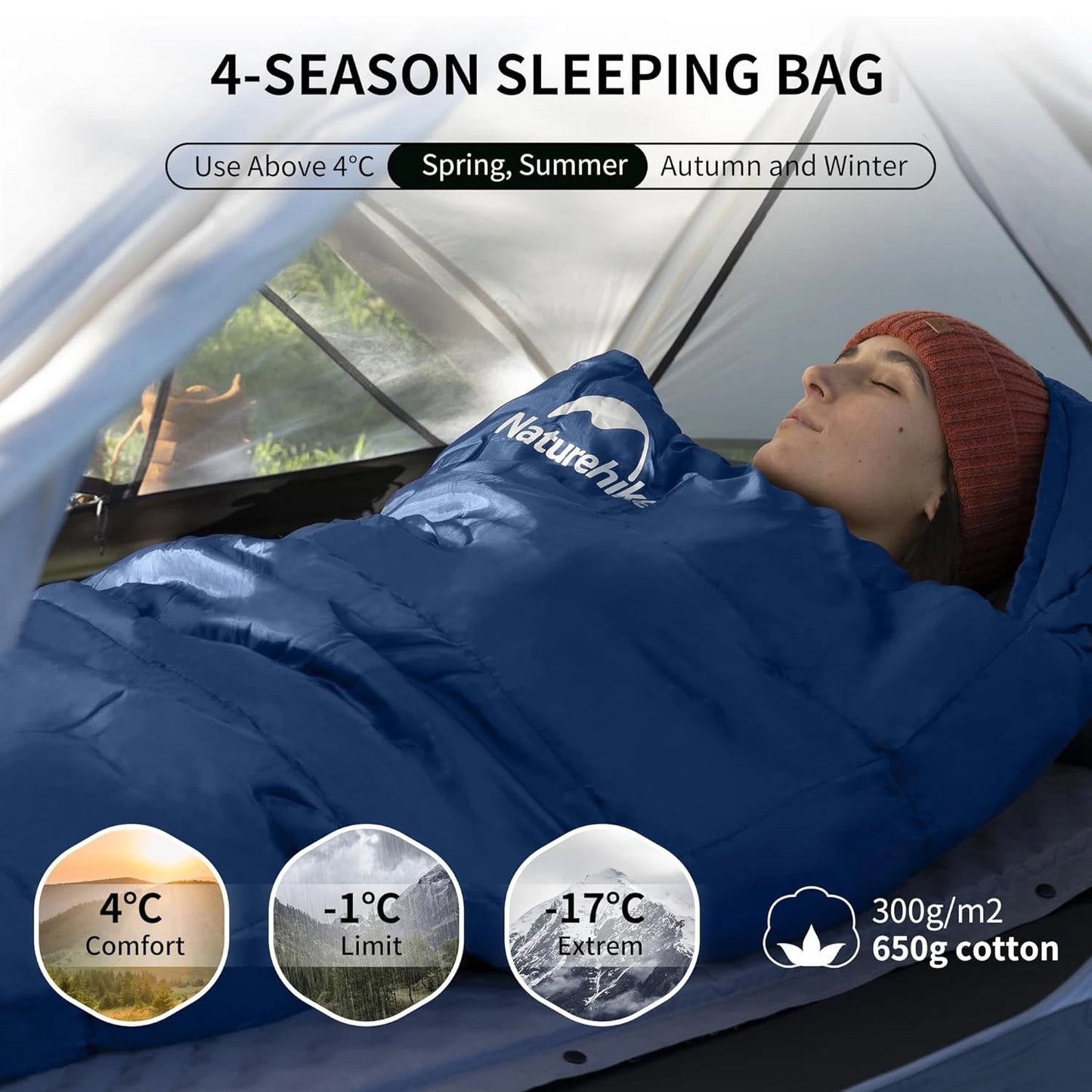 Naturehike Mummy Sleeping Bag MJ300 MJ600 Winter Warm For Adults