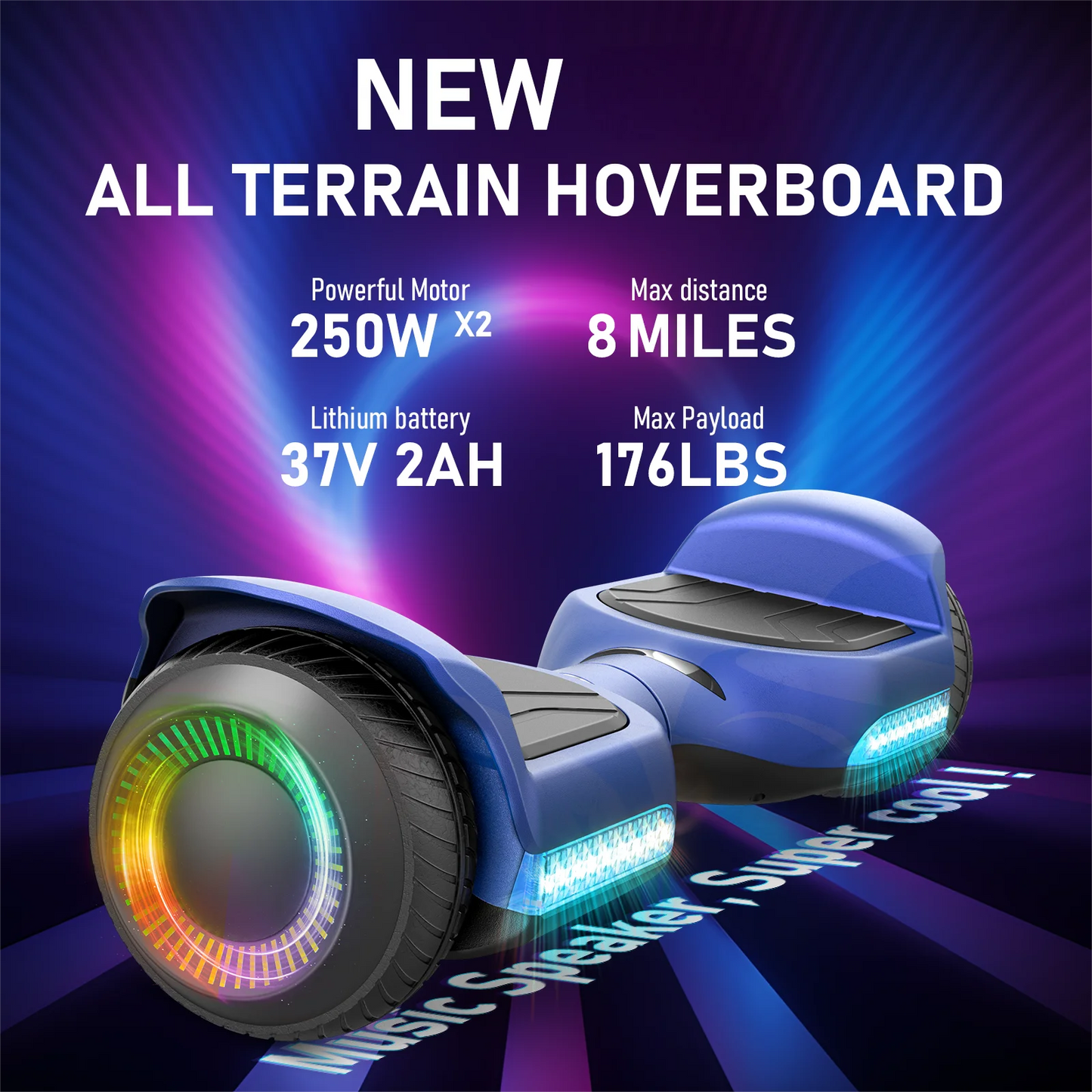 GYROORCE All Terrain Self Balancing Hoverboard With LED Lights Bluetooth
