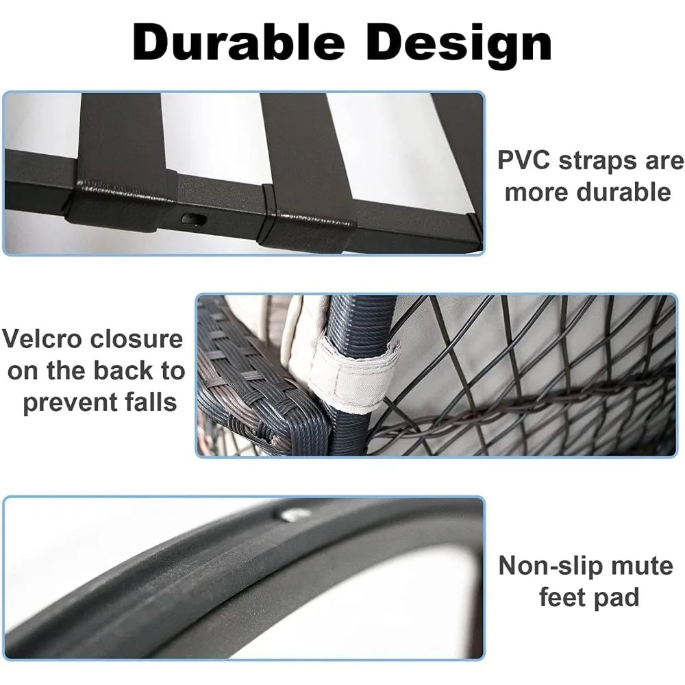 LEVELEVE Outdoor Rocking Bistro Set With Wicker Chairs And Glass Table