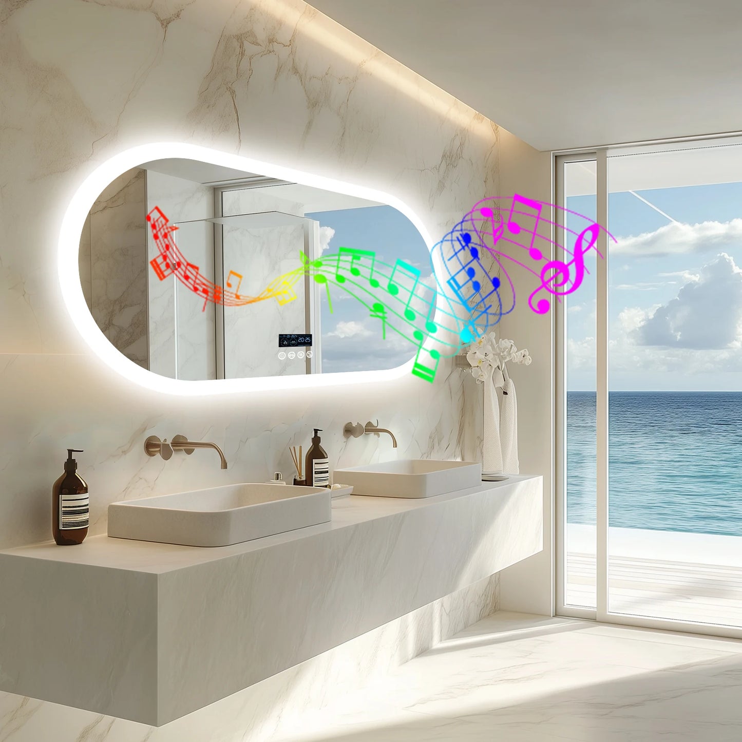 Wisfor Oval LED Bathroom Mirror With Lights 3 Color Temperature