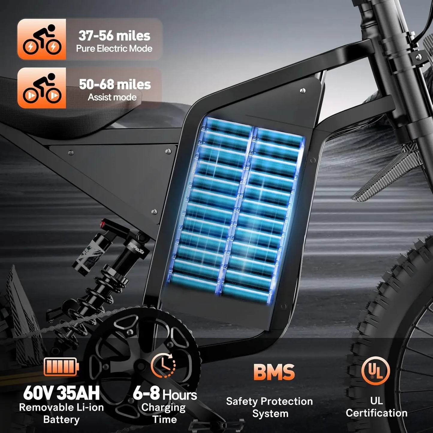 Bopzin Electric Dirt Bike for Adults 3000W 60V Full Suspension