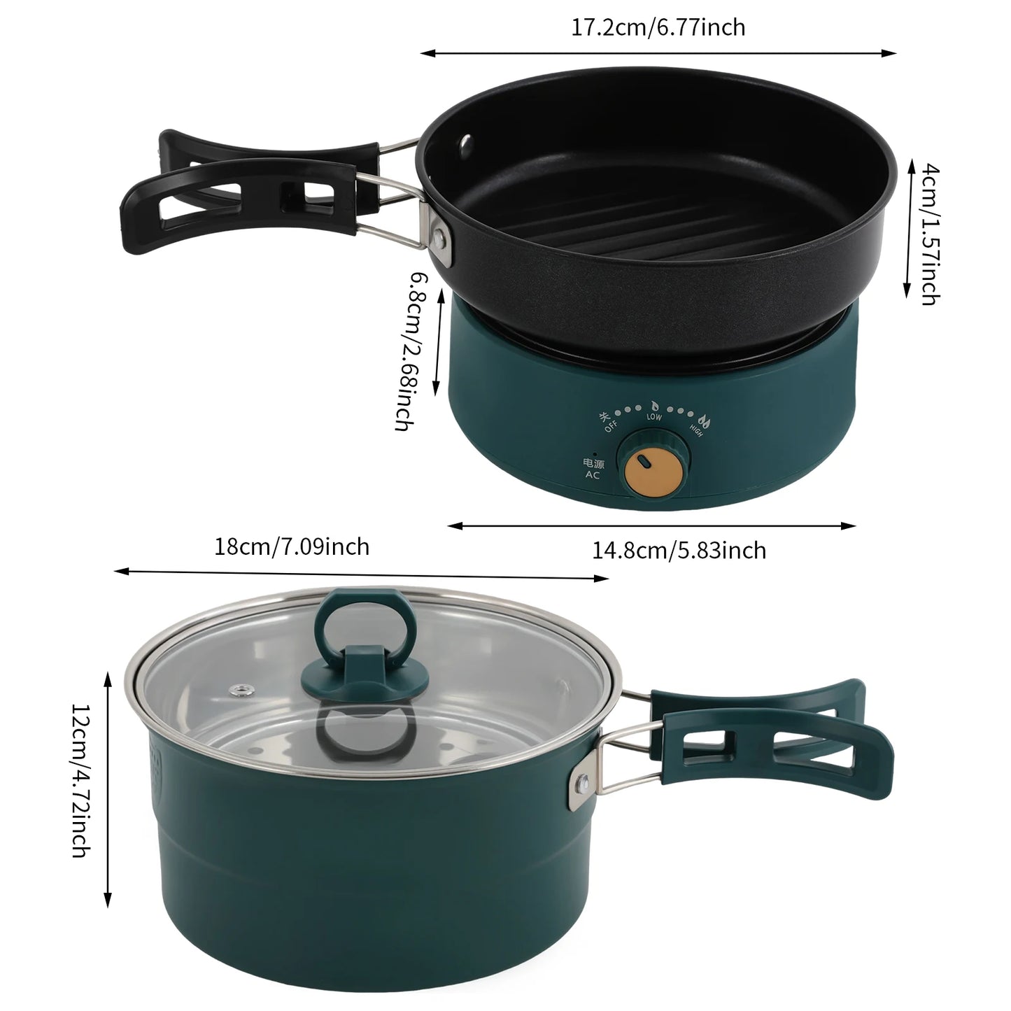 Bymaocar Electric Hot Pot With Steamer Portable Travel Cooker