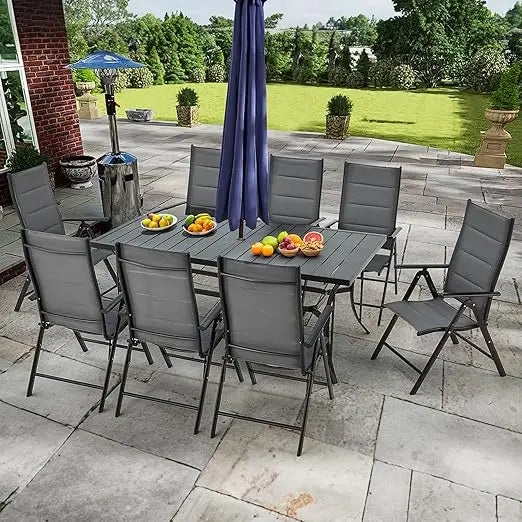 All Weather Rattan Patio Dining Set With Wood Table Top And Umbrella Hole