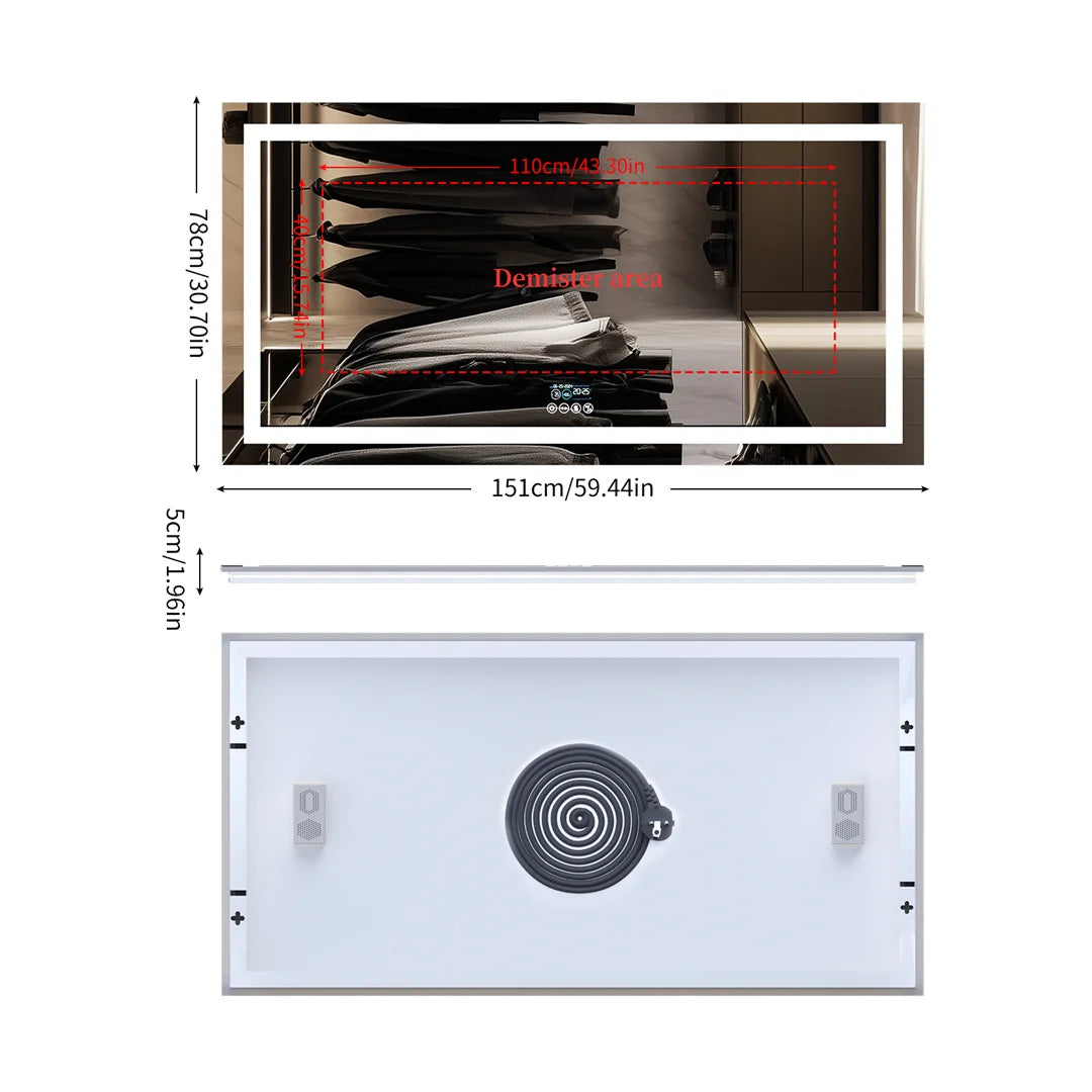 LUVODIC Illuminated Bluetooth Bathroom Mirror With Anti Fog LED And Speaker