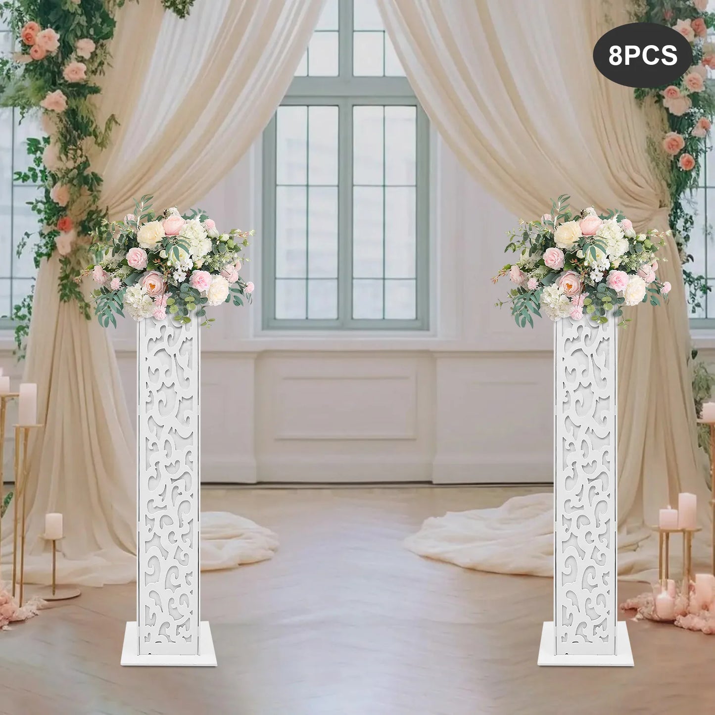 Guangdong PVC Flower Columns With LED Lights For Weddings