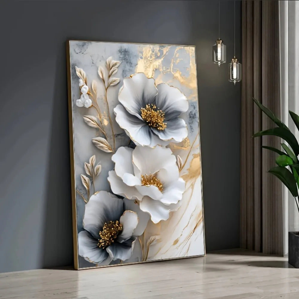 Hign-concerned Modern Luxury Floral Canvas Mural Framed Painting