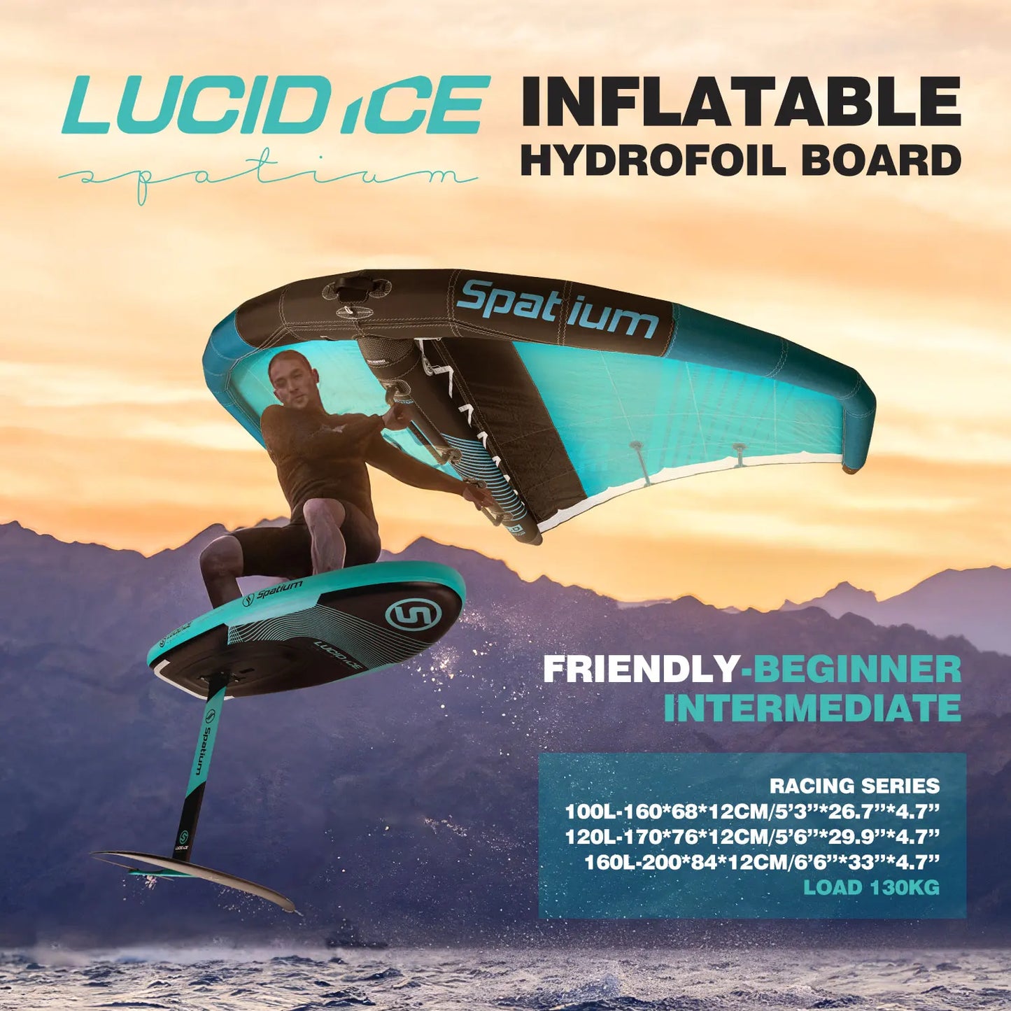 Inflatable Hydrofoil Board Surfing SUP Lucid Ice for Water Sports