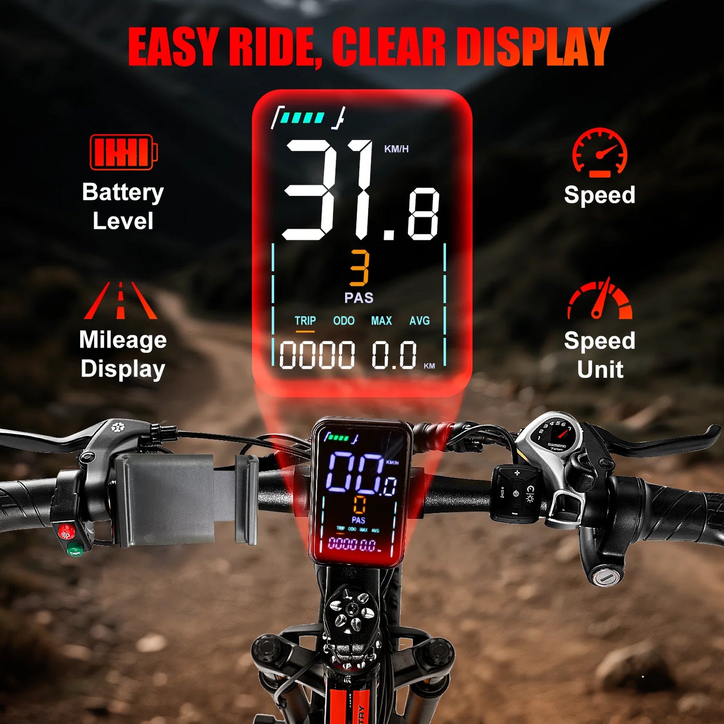 EOEOTWO E01 Electric Fat Tire Mountain Bike 1500W Peak Motor