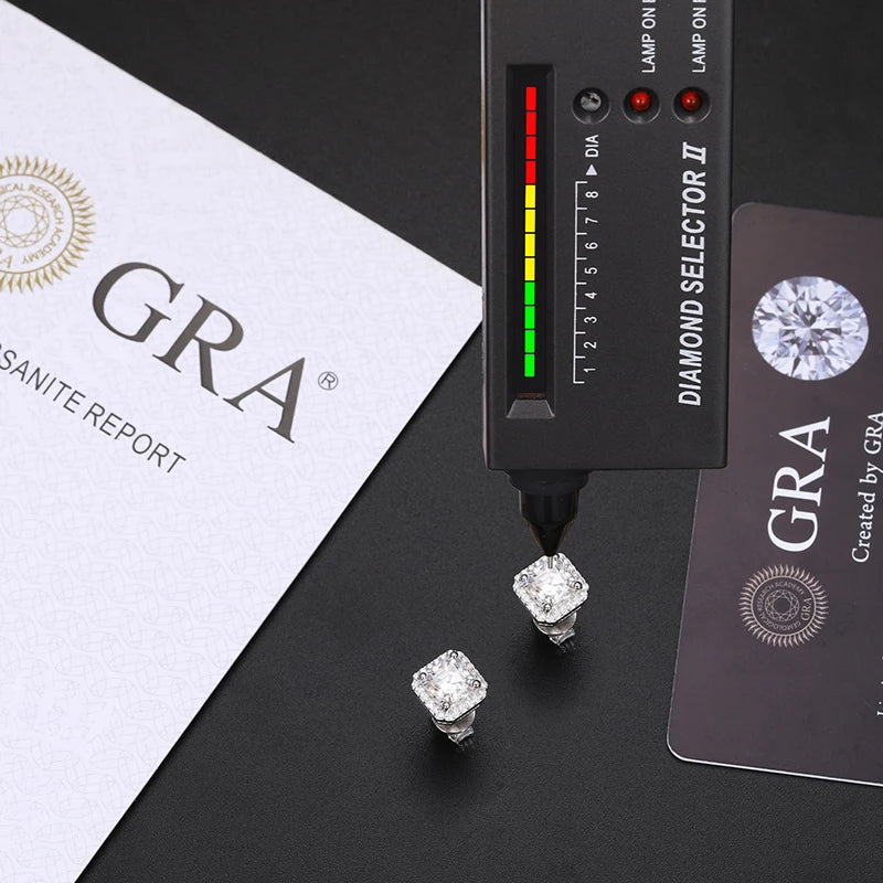 Iceoutbox Moissanite Square Stud Earrings 925 Sterling Silver
