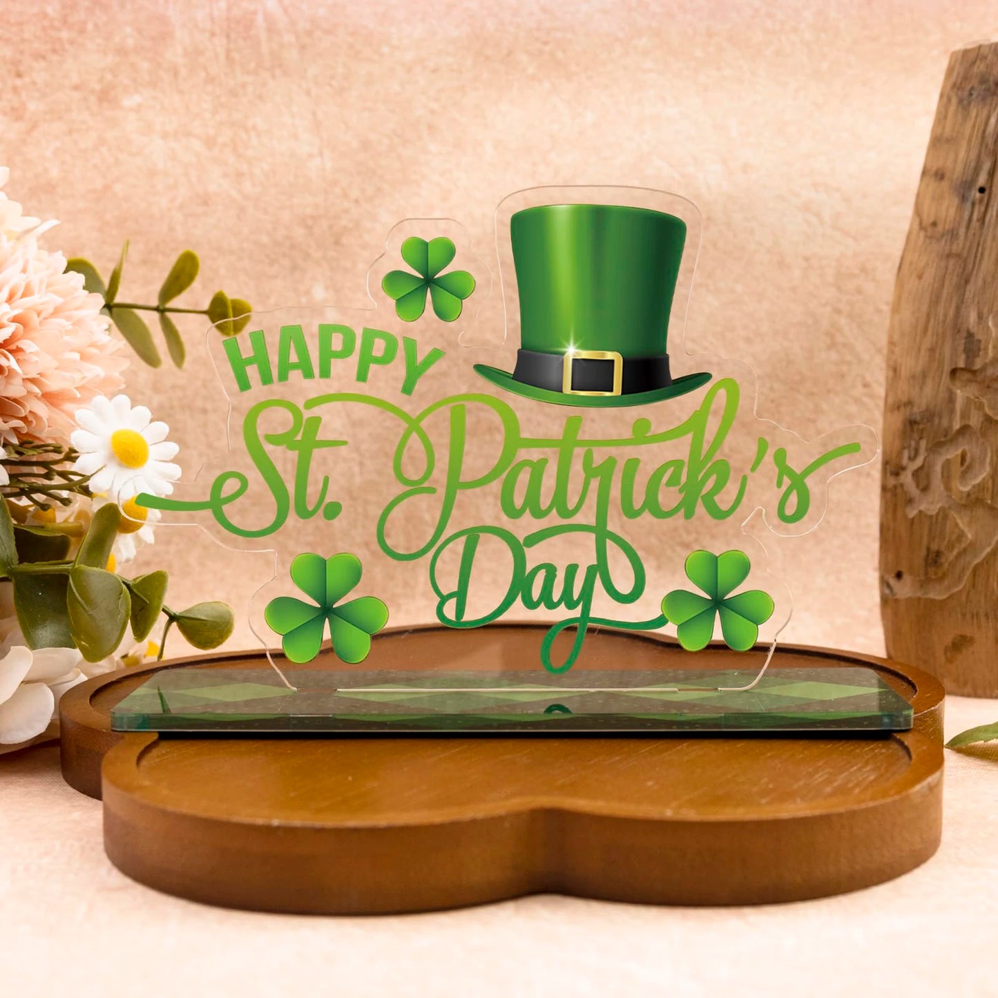 St Patrick's Day Table Decorations Set Shamrock Sign Leprechaun Hat