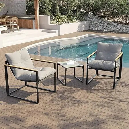 Outdoor 8 Piece Patio Furniture Set With Fire Pit Table