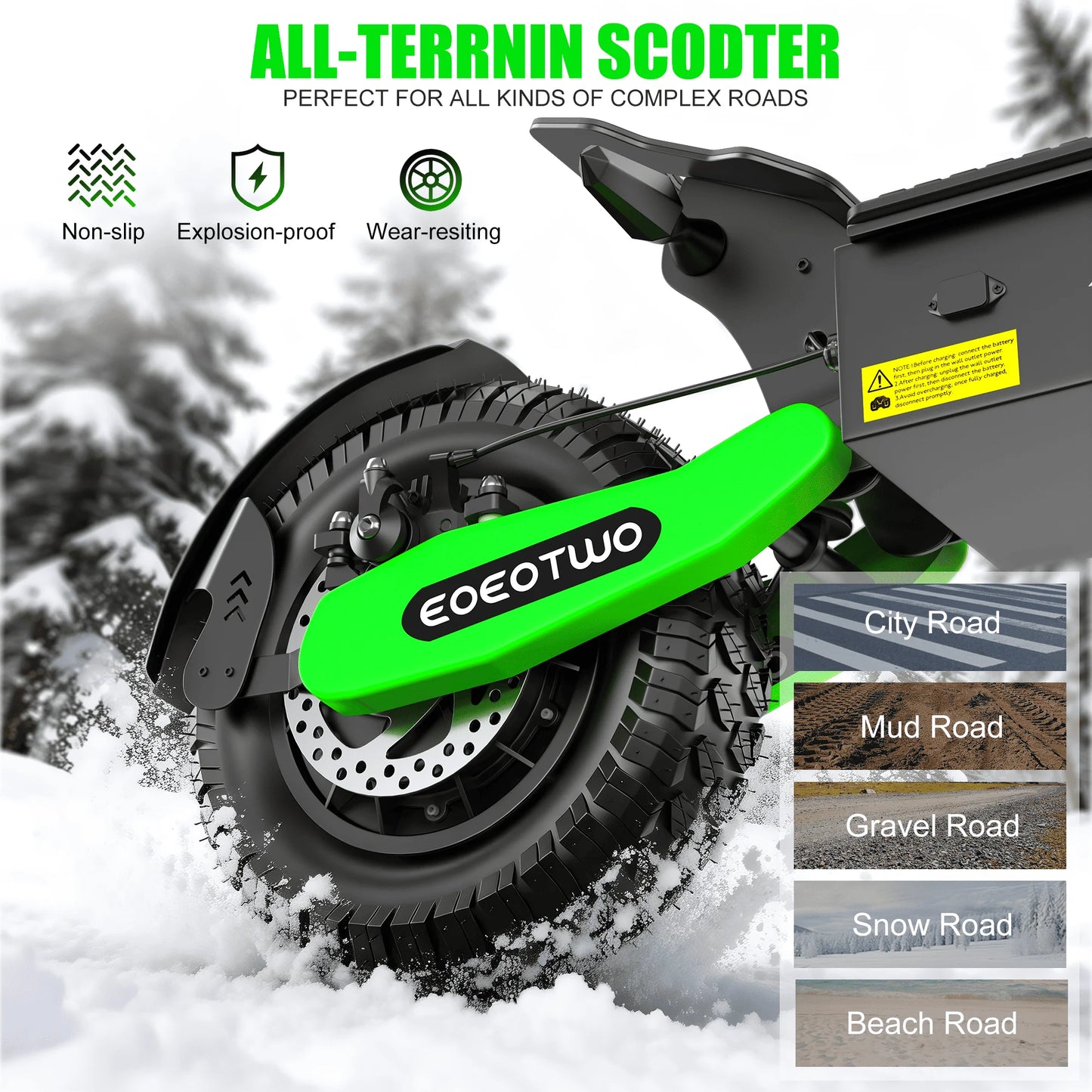 EOEOTWO GT06 Offroad Electric Scooter 1200W Dual Suspension 30MPH