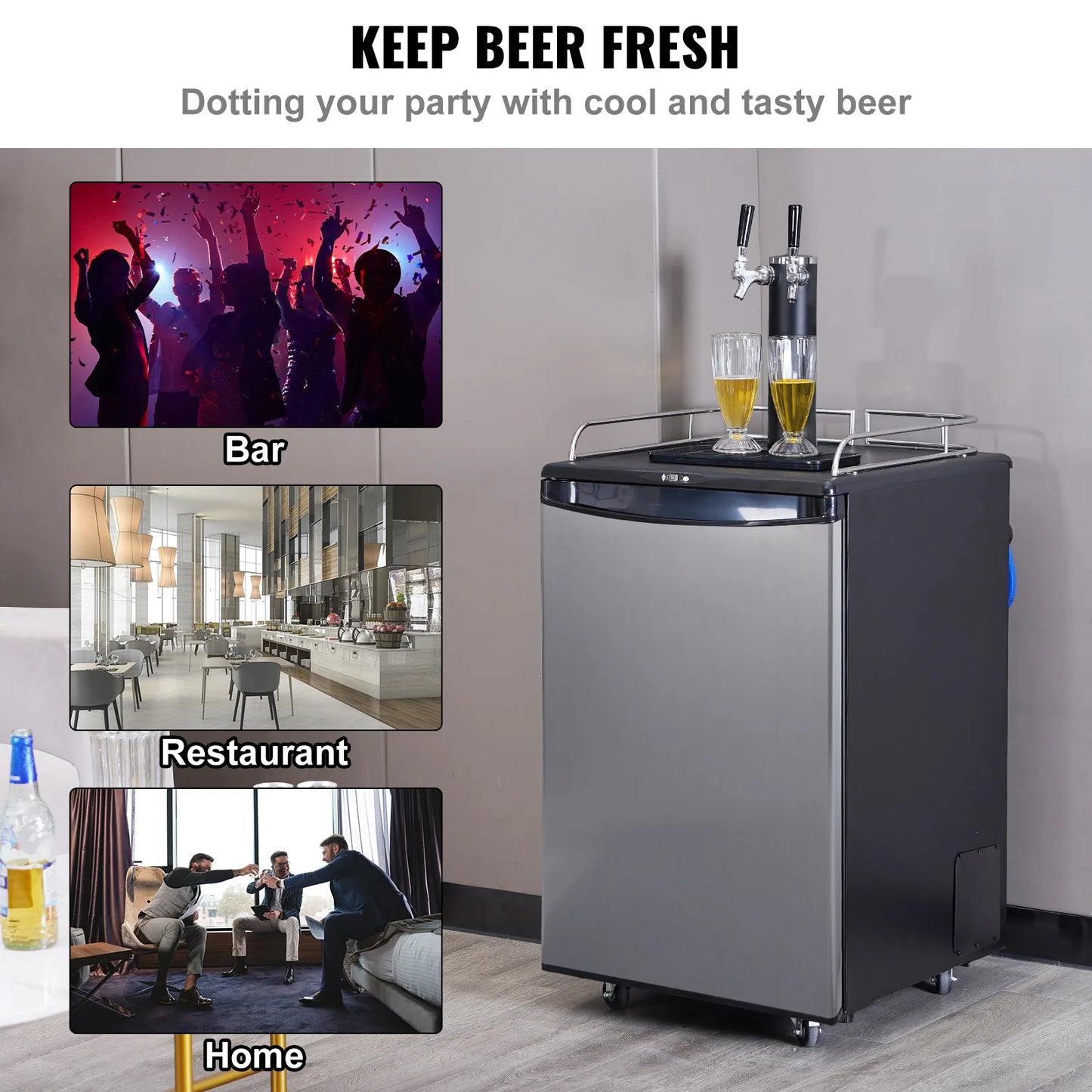 SucceBuy Electric Beer Kegerator Dual Tap For Commercial Use