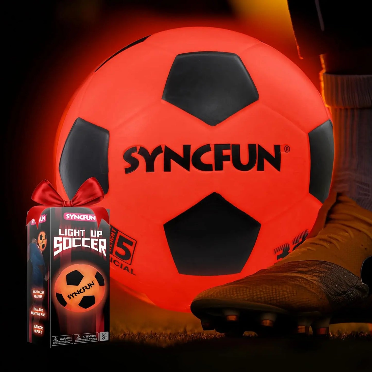 Joyfy Glow In The Dark Light Up Soccer Ball LED Night Sports Gift
