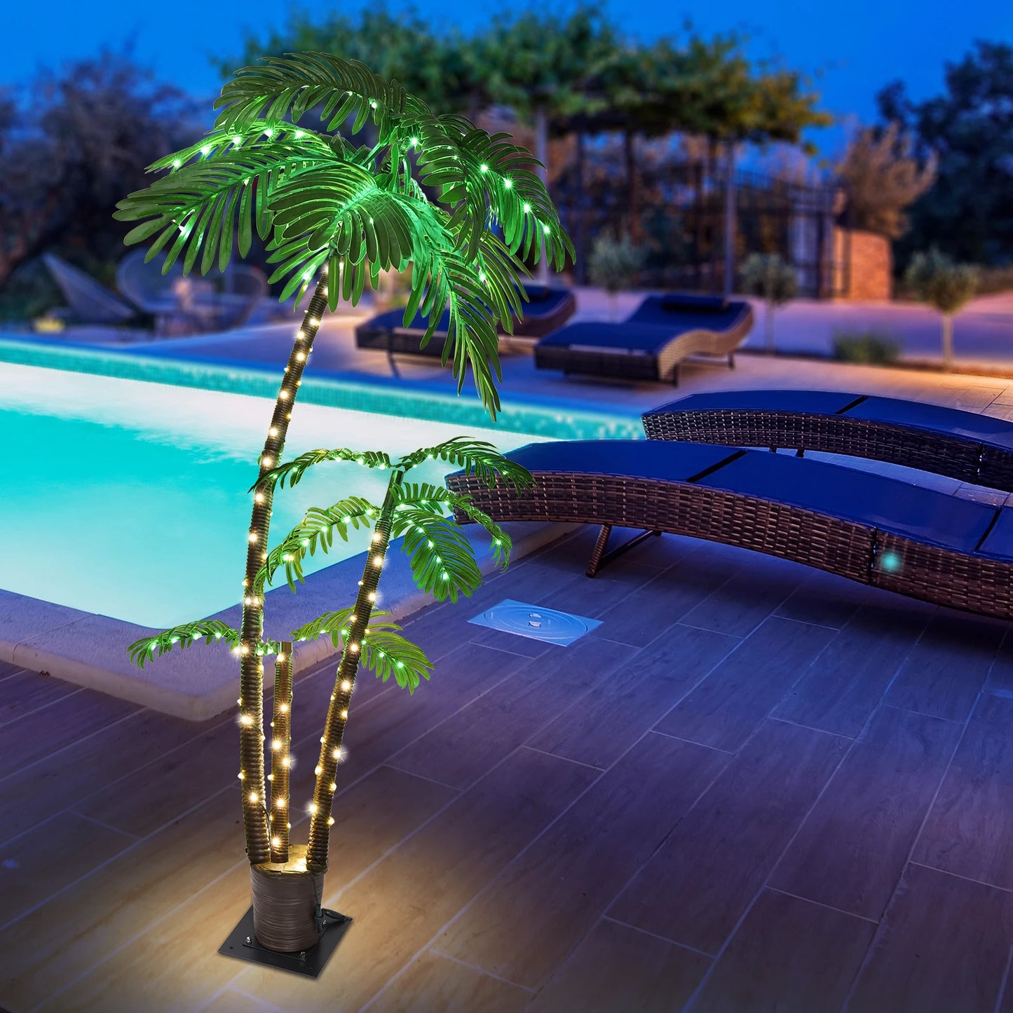 LED Lighted Artificial Palm Tree for Tiki Bar Decoration